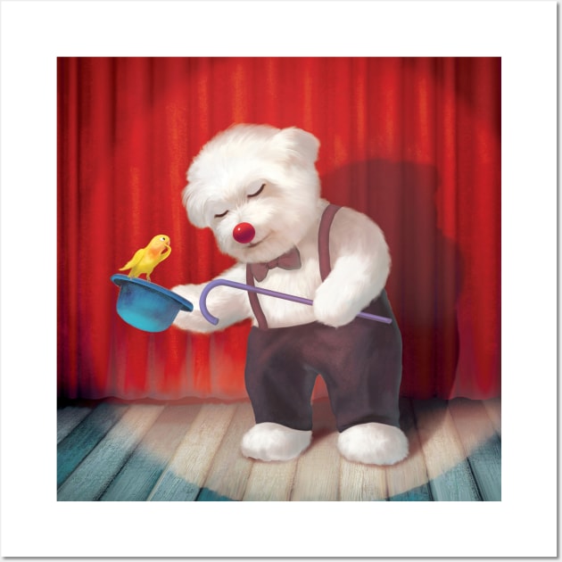 Cute dog performing magic show Wall Art by zkozkohi